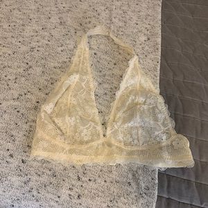 Free People Galloon Lace Halter Bralette in Ivory